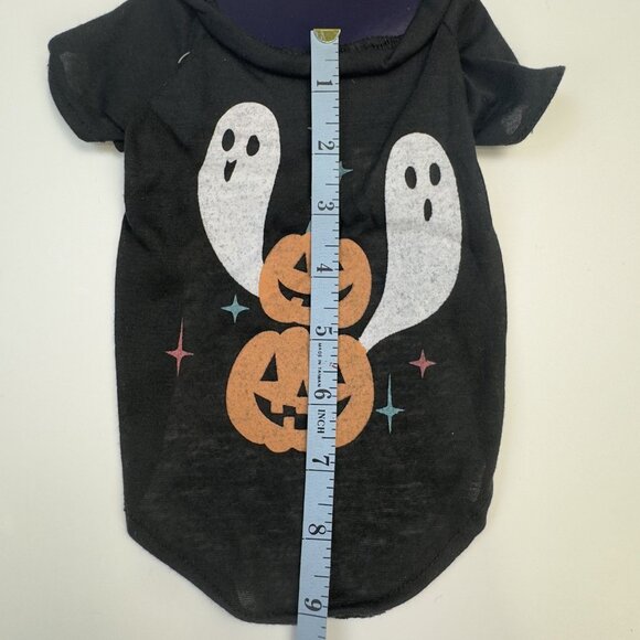 Halloween Novelty Pet Tee Small Ghost and Pumpkin Design Black Dog Costume NEW - Picture 8 of 9